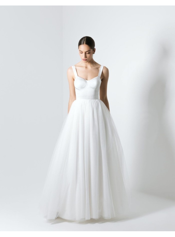 Robe de mariée avec jupe longue en tulle