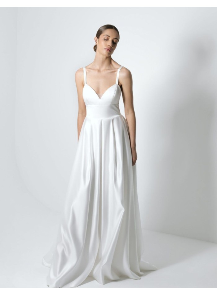 Princess-cut wedding dress with a criss-crossed...