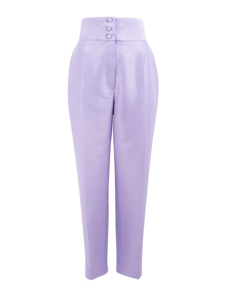 Lilac darts trousers with buttoned waistband