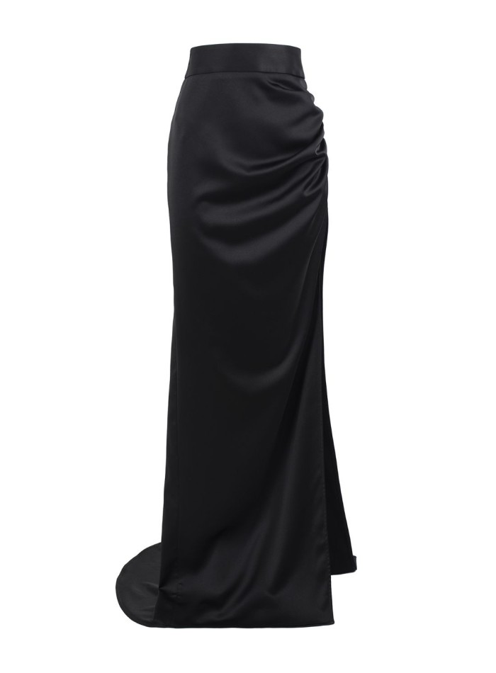 Falda de fiesta satinada negra