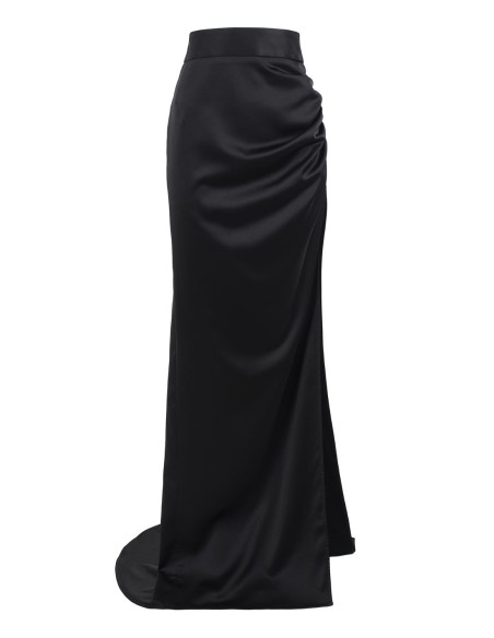 Black satin party skirt