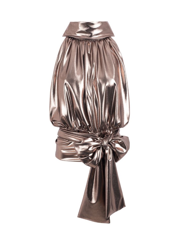 Metallic draped party top
