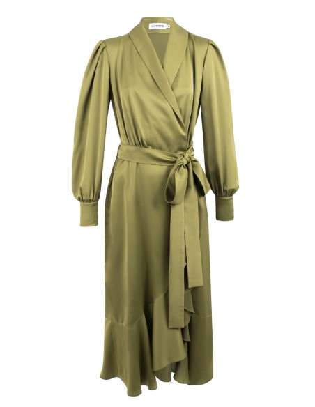 Pistachio green crossover midi dress