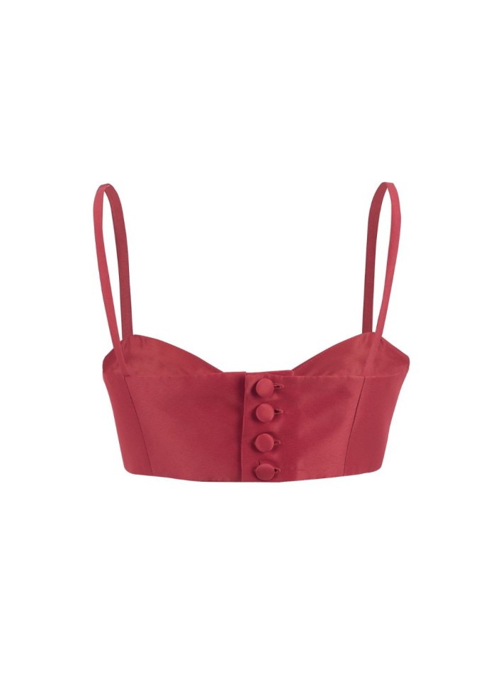 Top rouge sans bretelles avec encolure...