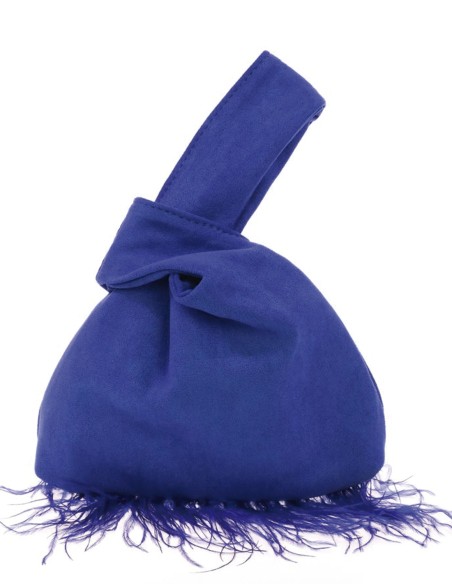 Bolso de mano japonés de antelina con plumas