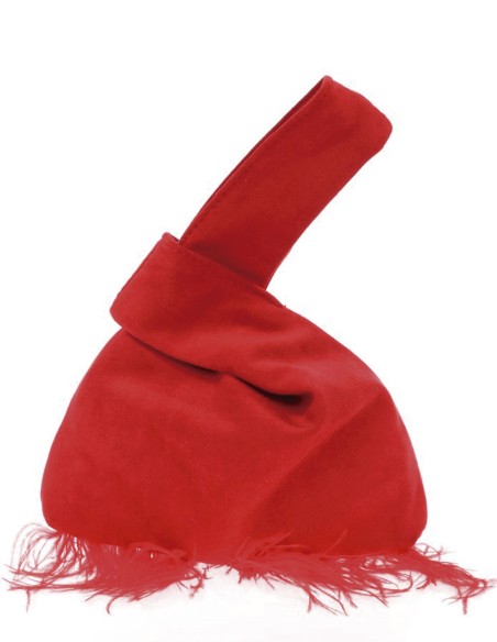 Bolso de mano japonés de antelina con plumas