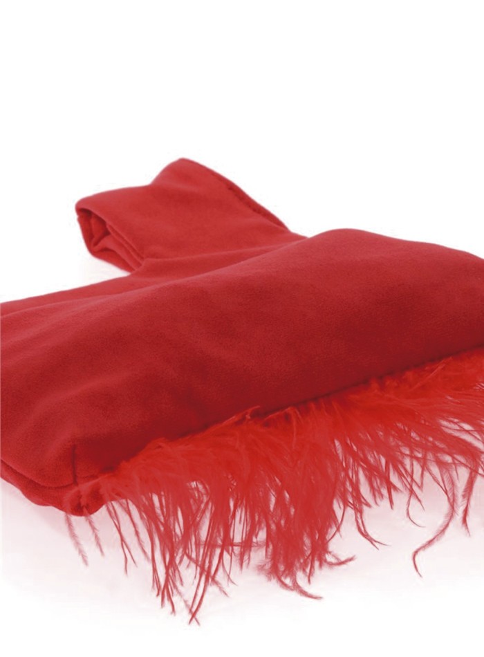 Bolso de mano japonés de antelina con plumas