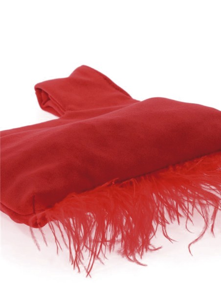 Bolso de mano japonés de antelina con plumas