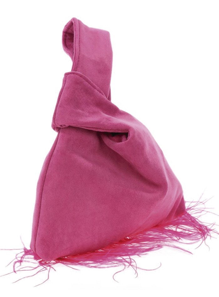 Sac à main japonais en daim avec plumes