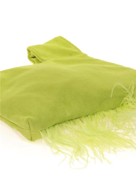 Japanese suede clutch bag with feathers