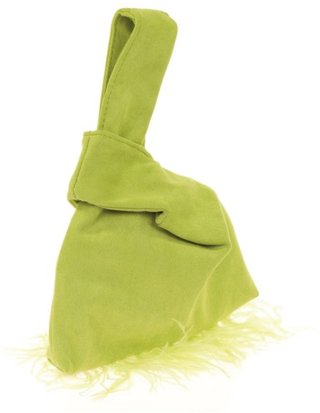 Sac à main japonais en daim avec plumes