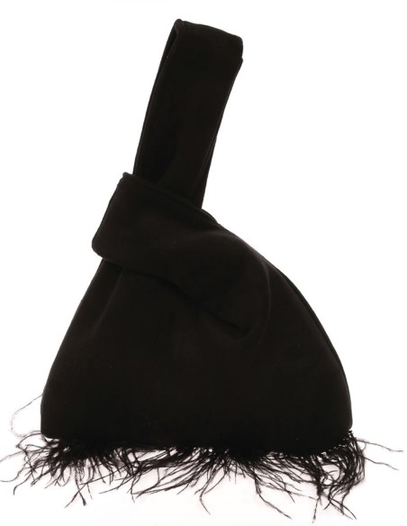 Sac à main japonais en daim avec plumes