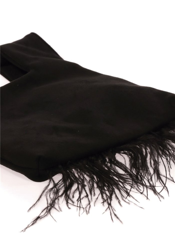 Japanese suede clutch bag with feathers