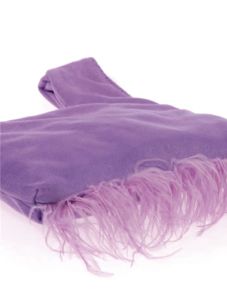 Bolso de mano japonés de antelina con plumas