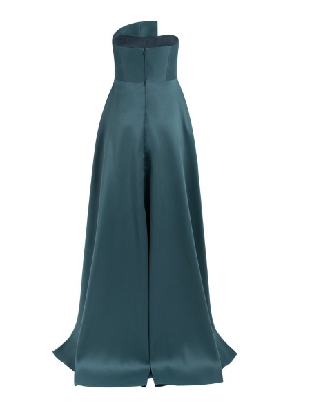 Long party dress with asymmetric neckline