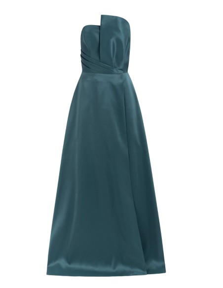 Long party dress with asymmetric neckline