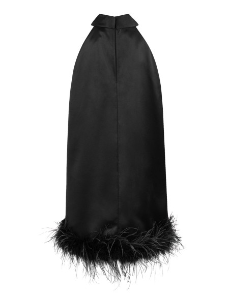 Cocktail dress with feathers and halter neckline