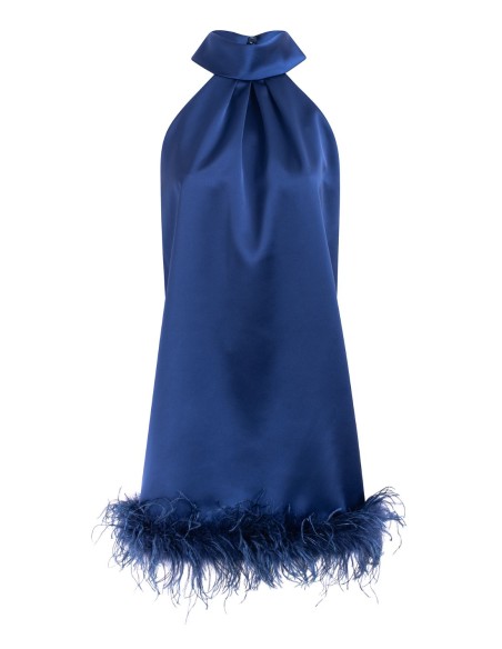 Robe de cocktail avec plumes et dos nu