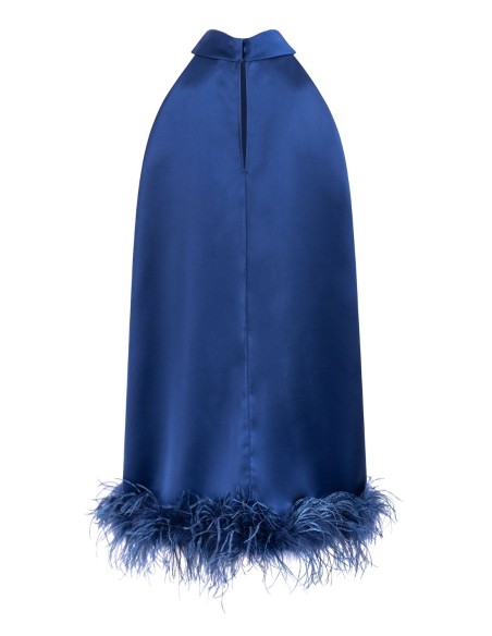 Robe de cocktail avec plumes et dos nu