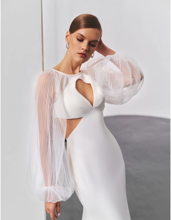 Vestido largo de novia cut-out