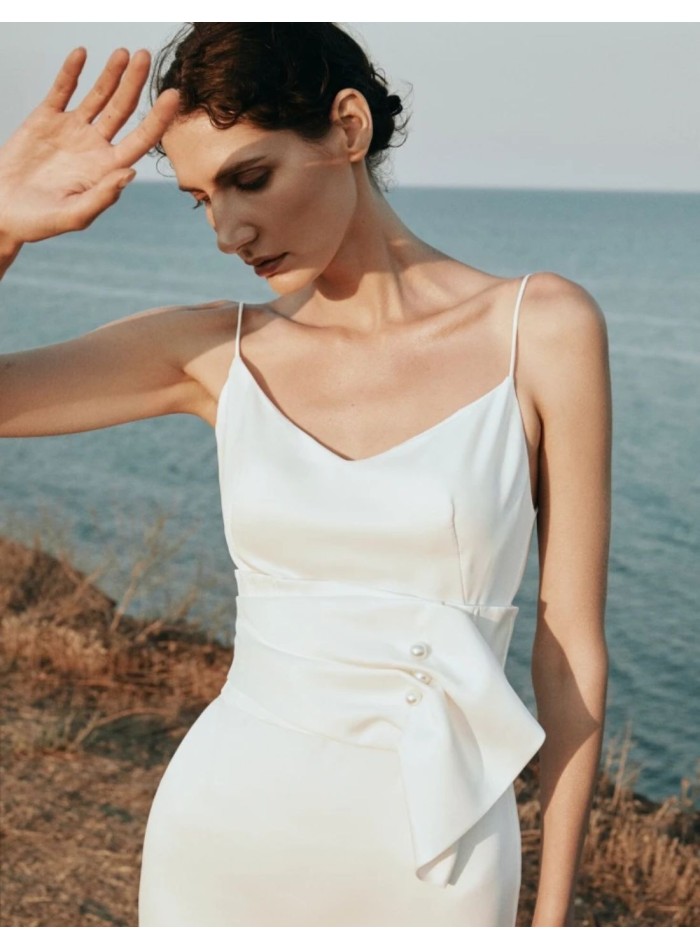 Satin lingerie wedding dress with sash