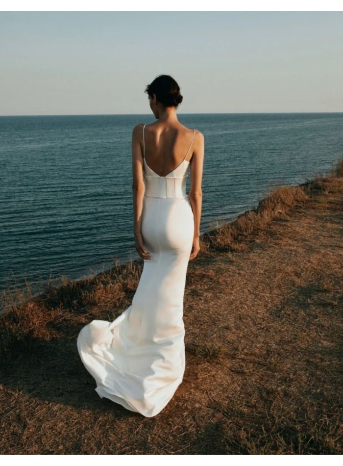 Satin lingerie wedding dress with sash