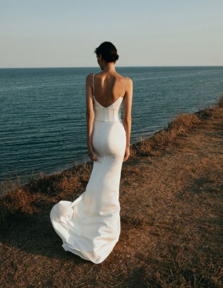 Satin lingerie wedding dress with sash