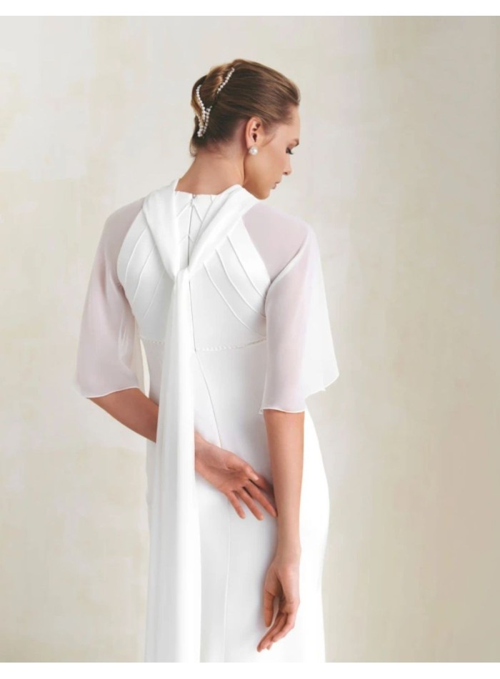 Robe de mariée en satin ivoire avec manches en...