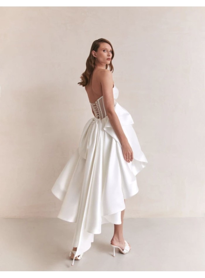 Ivory short wedding dress strapless neckline