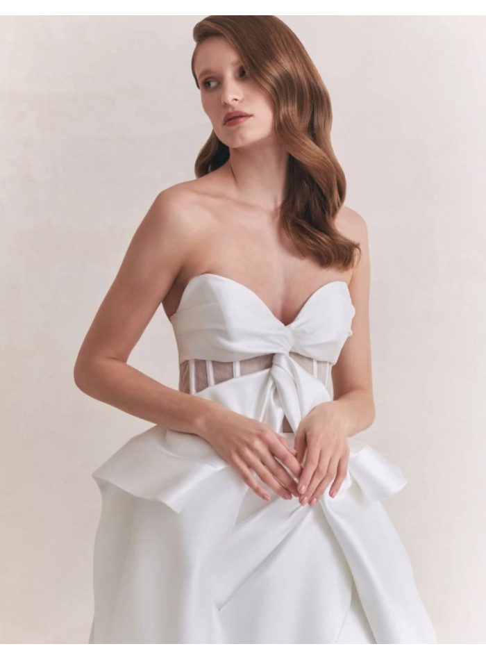 Ivory short wedding dress strapless neckline