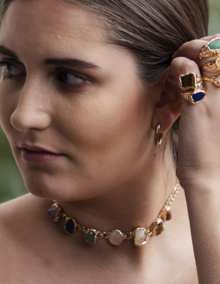 Choker de piedras y cuarzos naturales multicolor