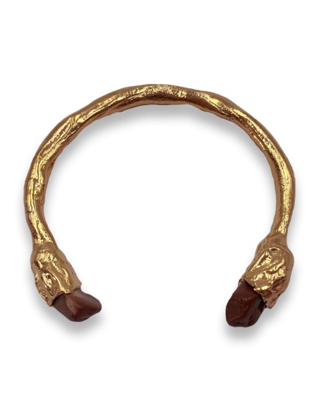 Brazalete dorado de piedra natural marrón