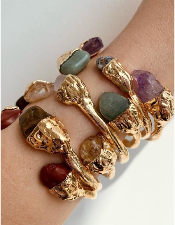 Brazalete dorado de piedra natural verde 2