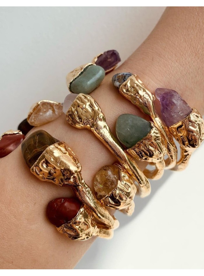 Golden green natural stone bracelet