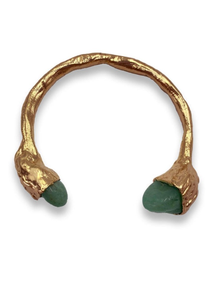Brazalete dorado de piedra natural verde