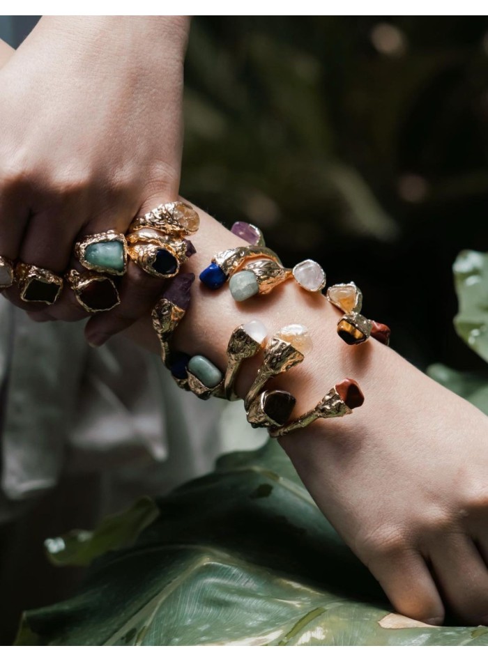 Brazalete dorado de piedra natural amatista