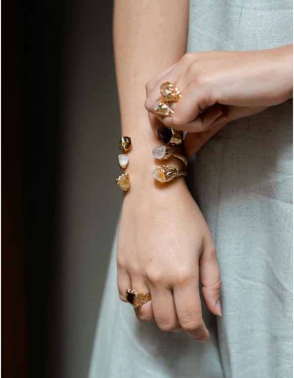 Bracelet plaqué or en pierre naturelle d'améthyste 2