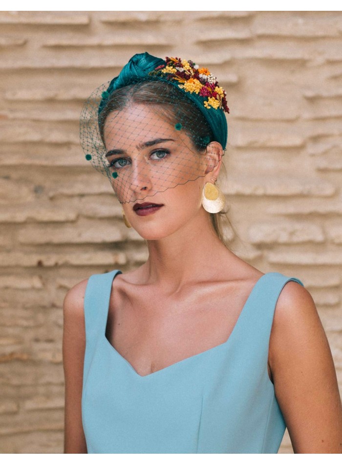 Guest headband with sinamay knot and flower...