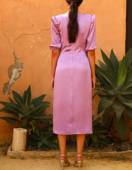 Midi party dress with pleated belt