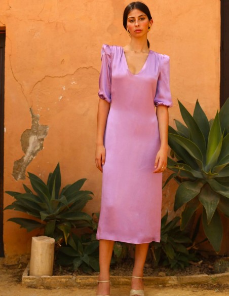 Midi party dress with pleated belt