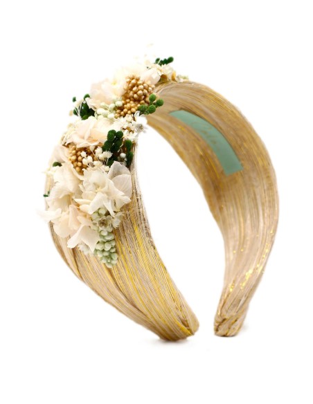 Guest headband crossed with preserved flowers