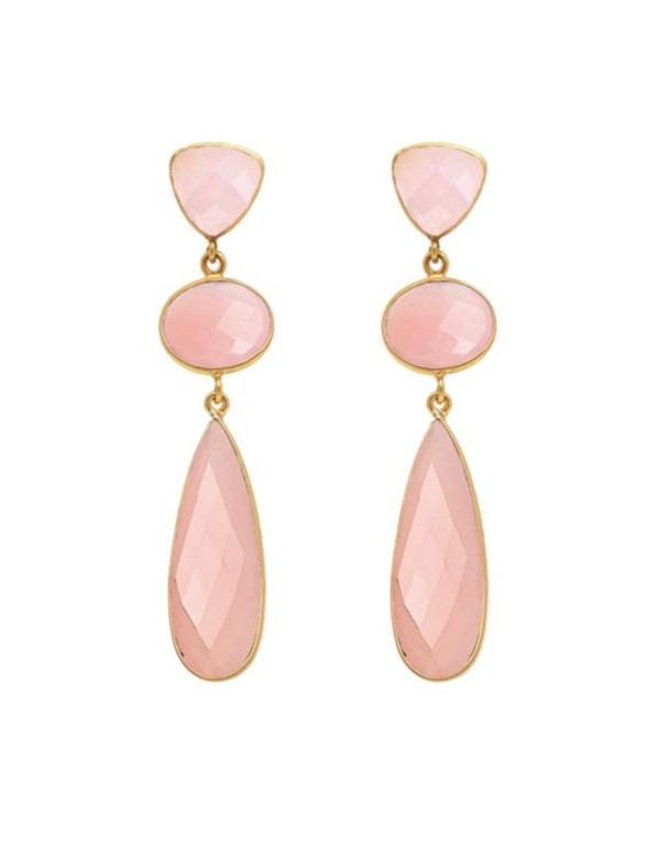 Pendientes de fiesta con piedras de calcedonia rosa perfectos para esta temporada primavera verano.