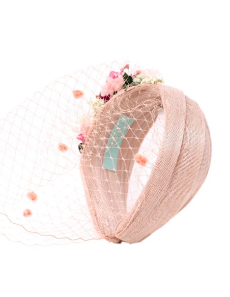 Pink cross headband for guest with preserved flowers