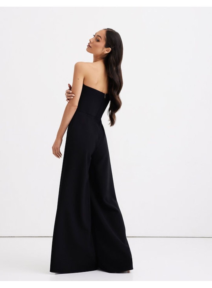 Long party jumpsuit with strapless neckline