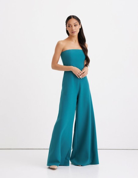 Long party jumpsuit with strapless neckline