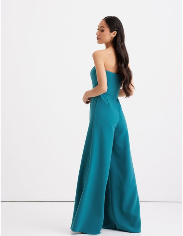 Long party jumpsuit with strapless neckline 2