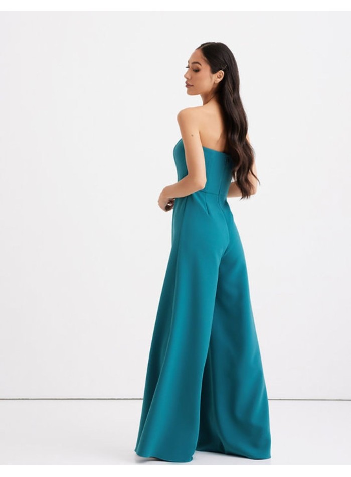 Long party jumpsuit with strapless neckline