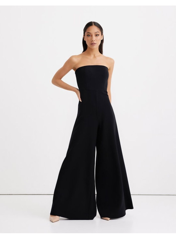 Long party jumpsuit with strapless neckline