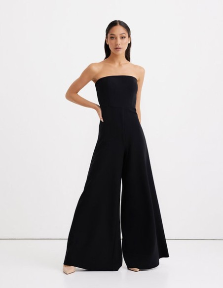 Long party jumpsuit with strapless neckline