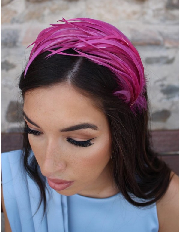 Aubergine feather guest headband 2
